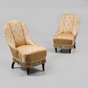 FÅTÖLJER, ett par, s k Emmafåtöljer, sent 1800-tal.