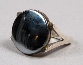 RING, silver och hematit. George Jensen, Danmark.