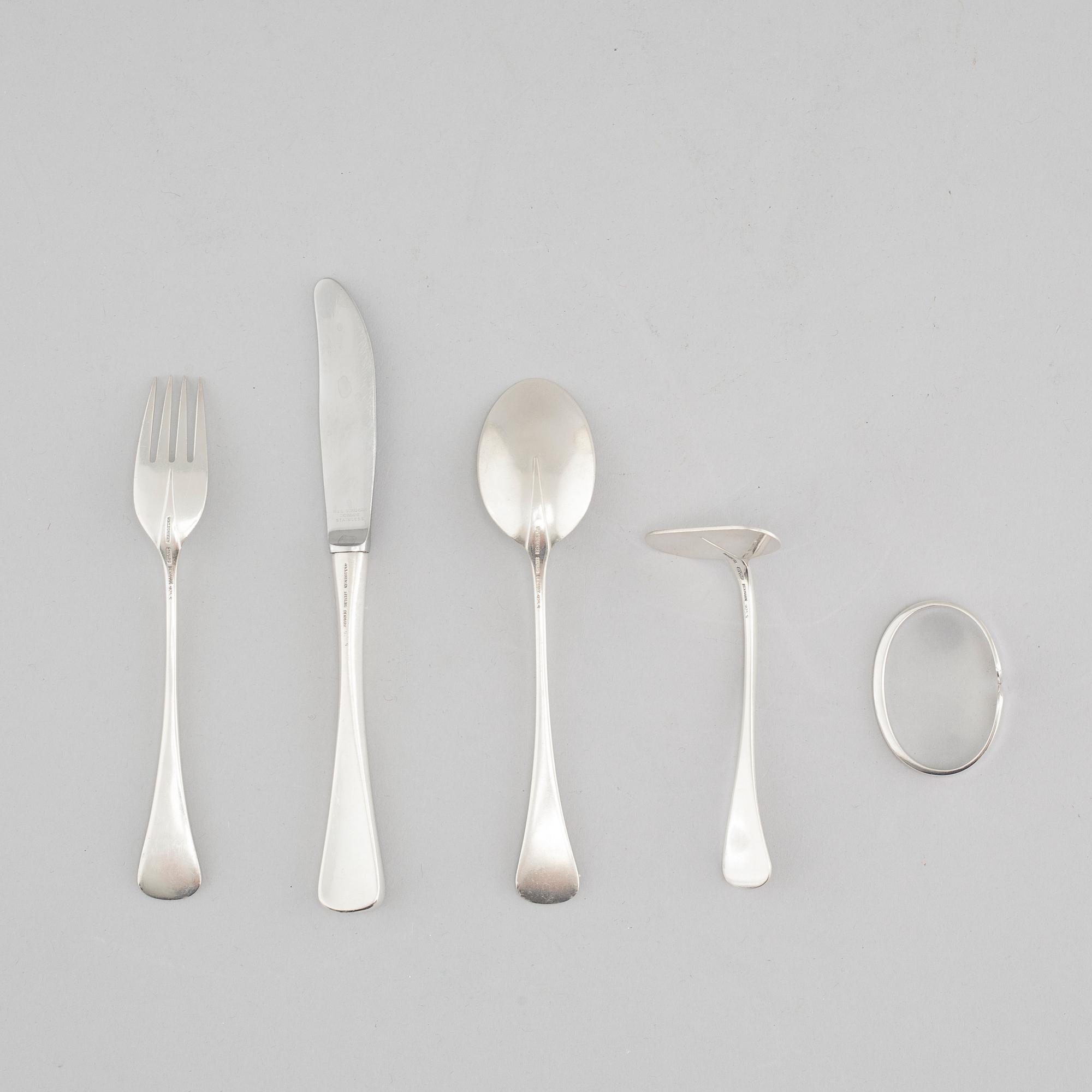 A set of 5 pcs sterling silver cutlery, W&S Sorensen. Denmark. First half of the 20th century.