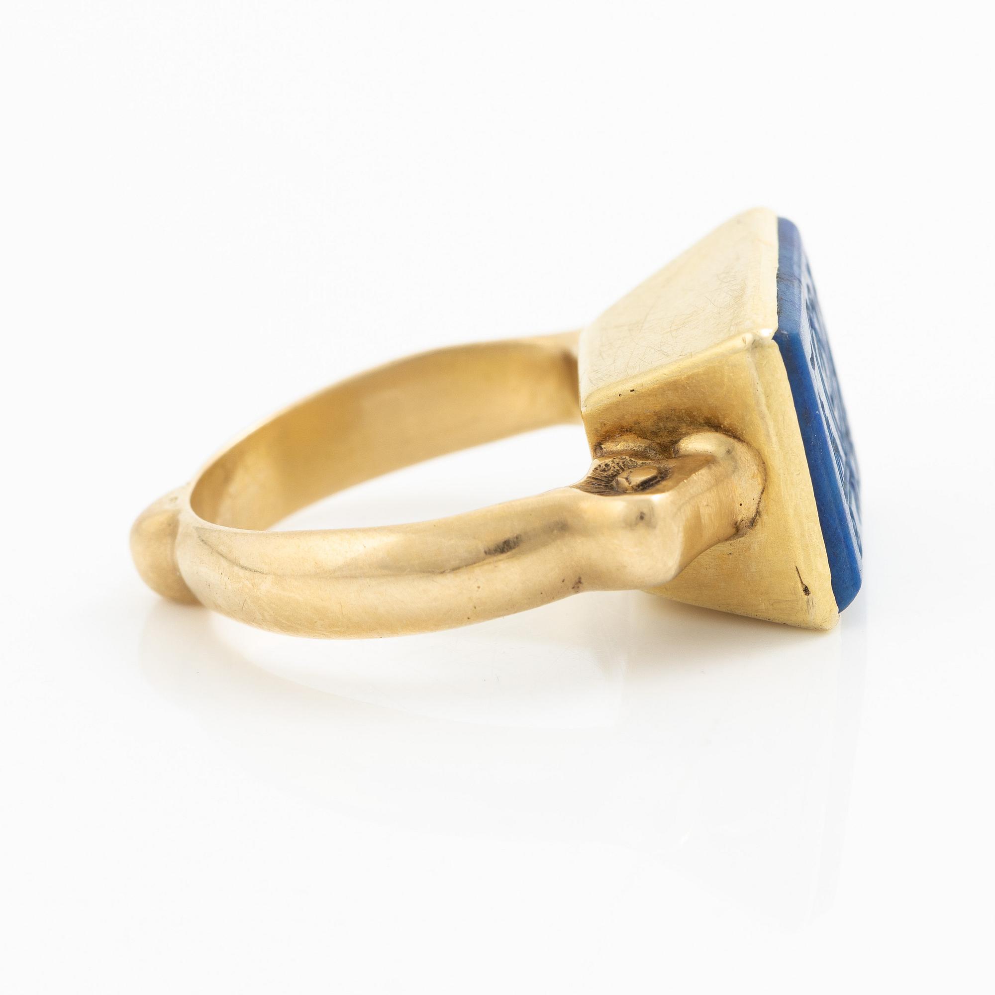 Ring, guld och lapis lazuli, Persien 1800-tal eller äldre.