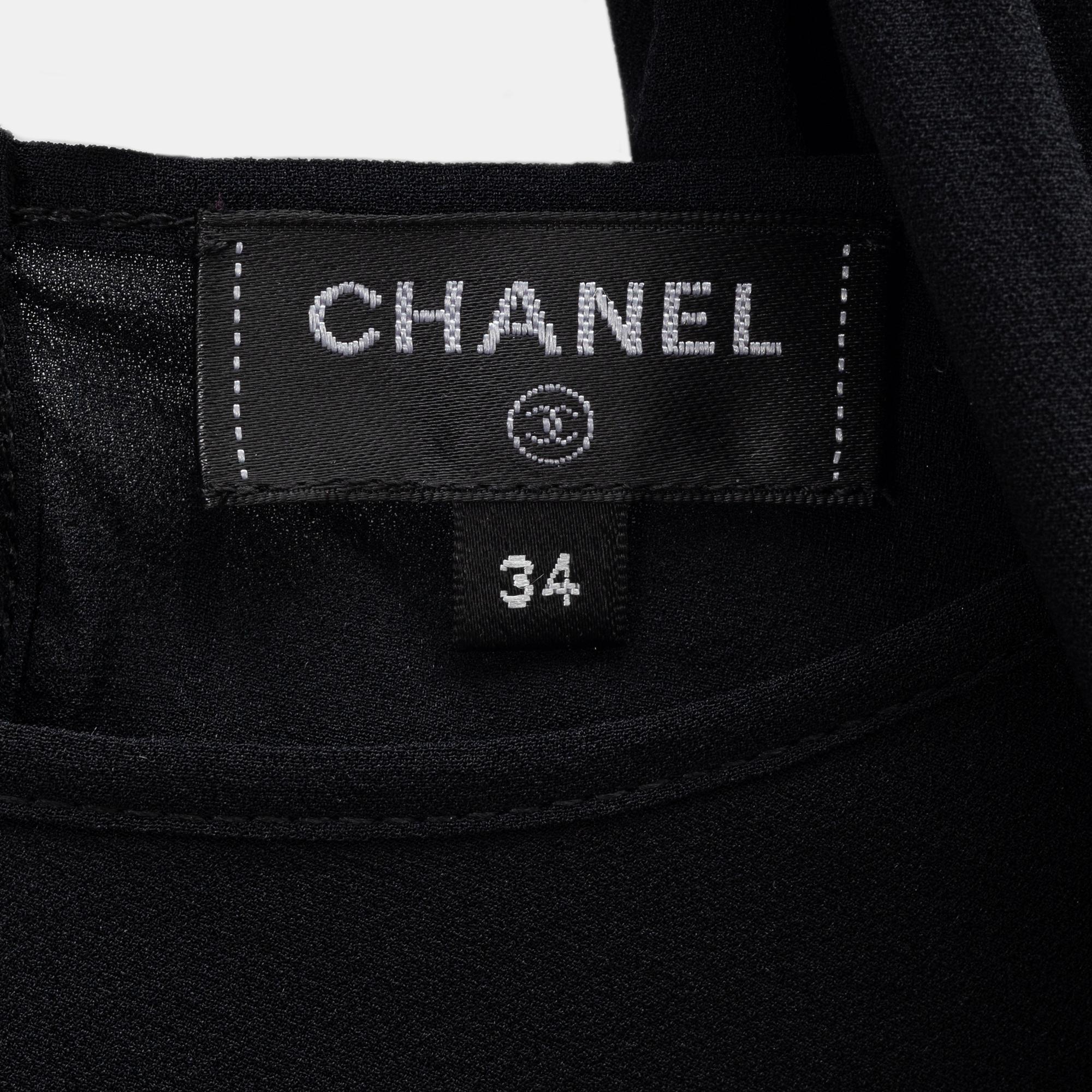 Chanel, A black silk top, size 34.