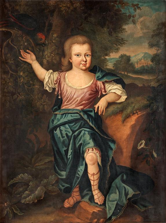 Peter Lely (Pieter van der Faes) Hans krets, Gosse med romersk dräkt i landskap.