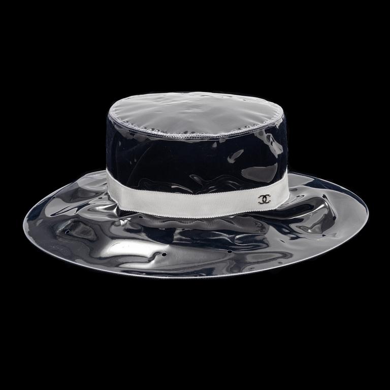 Chanel, a transparent PVC hat, size S.