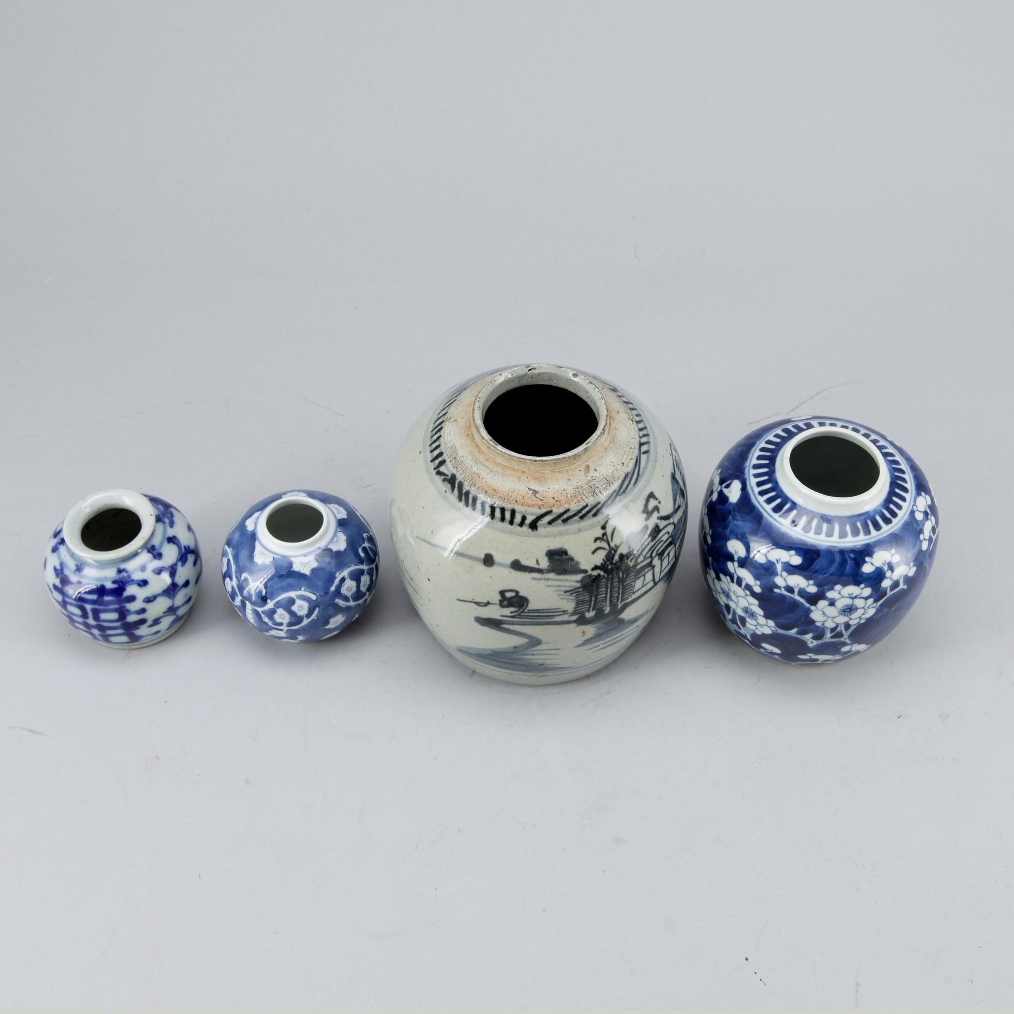 BOJANER, 4 st, porslin, Kina, 1800-1900-tal.