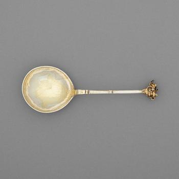 530. A Swedish 18th century parcel-gilt spoon, marks of Christoffer Bauman, Hudiksvall 1763.