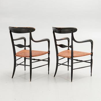 Armchairs, a pair, probably Chiavari, Italy, 20th century.