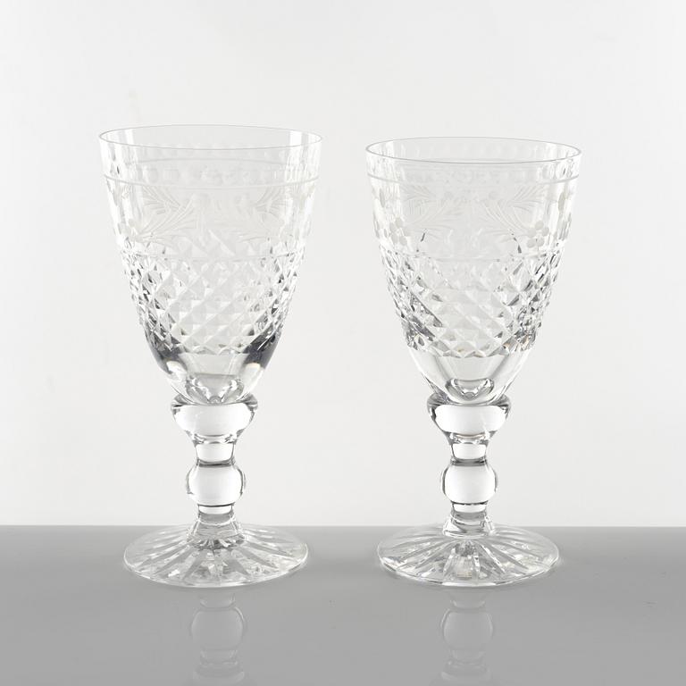 Fritz Kallenberg, a set of eight 'Elvira Madigan' wine glasses, Kosta.