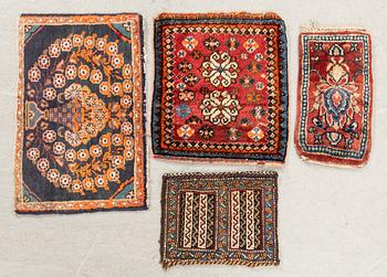 Rugs 4 pcs Meshkin, Kashgai (Chanteh), Tafresh/Saveh and Kashgai/Afshar semi-antique.