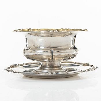 Gustaf Möllenborg, Gravy boat with tray, silver, Stockholm 1849.