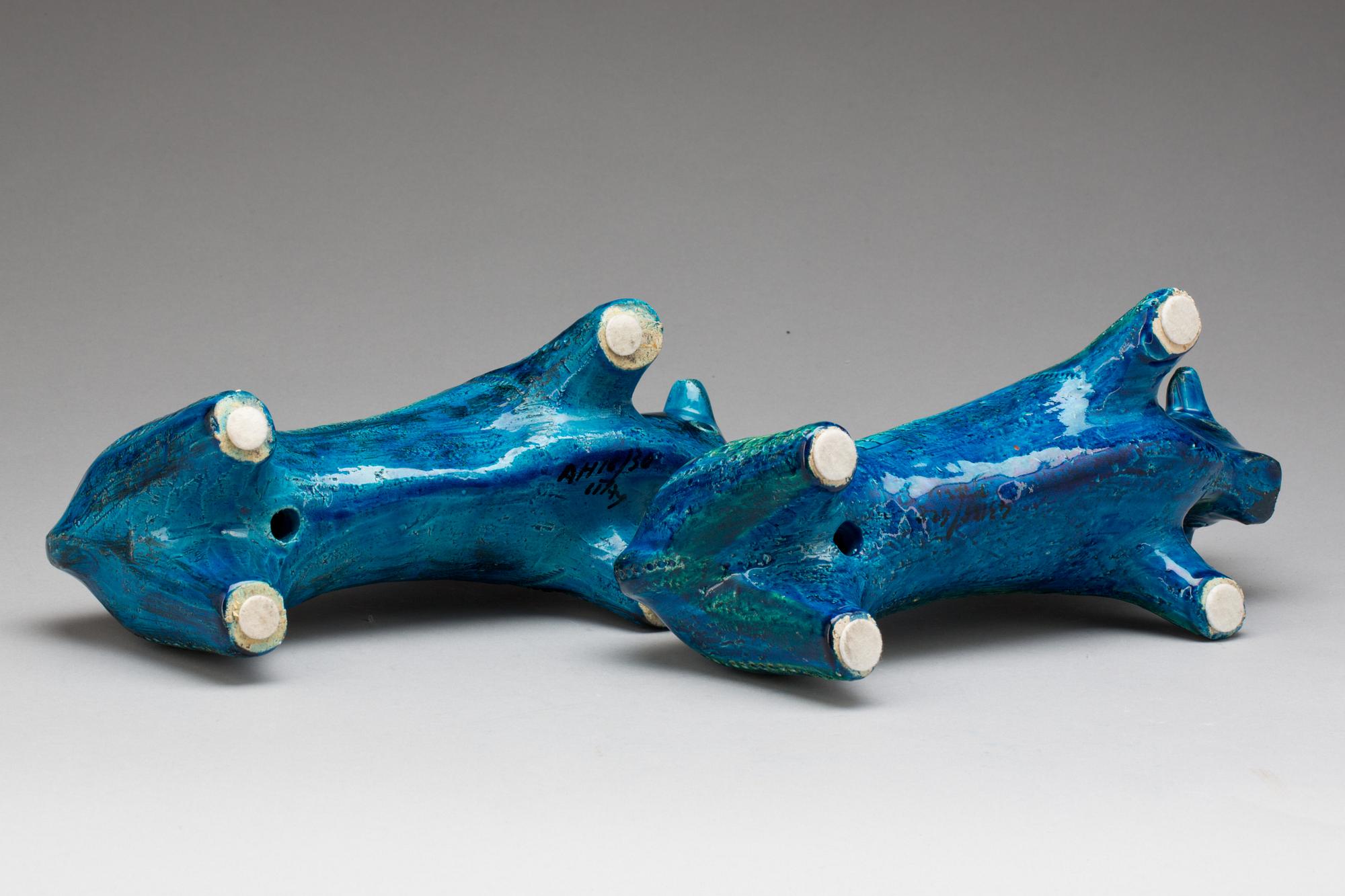 FIGURINER, 2 st, chamotterat stengods, Raymor Bitossi, Aldo Londi.