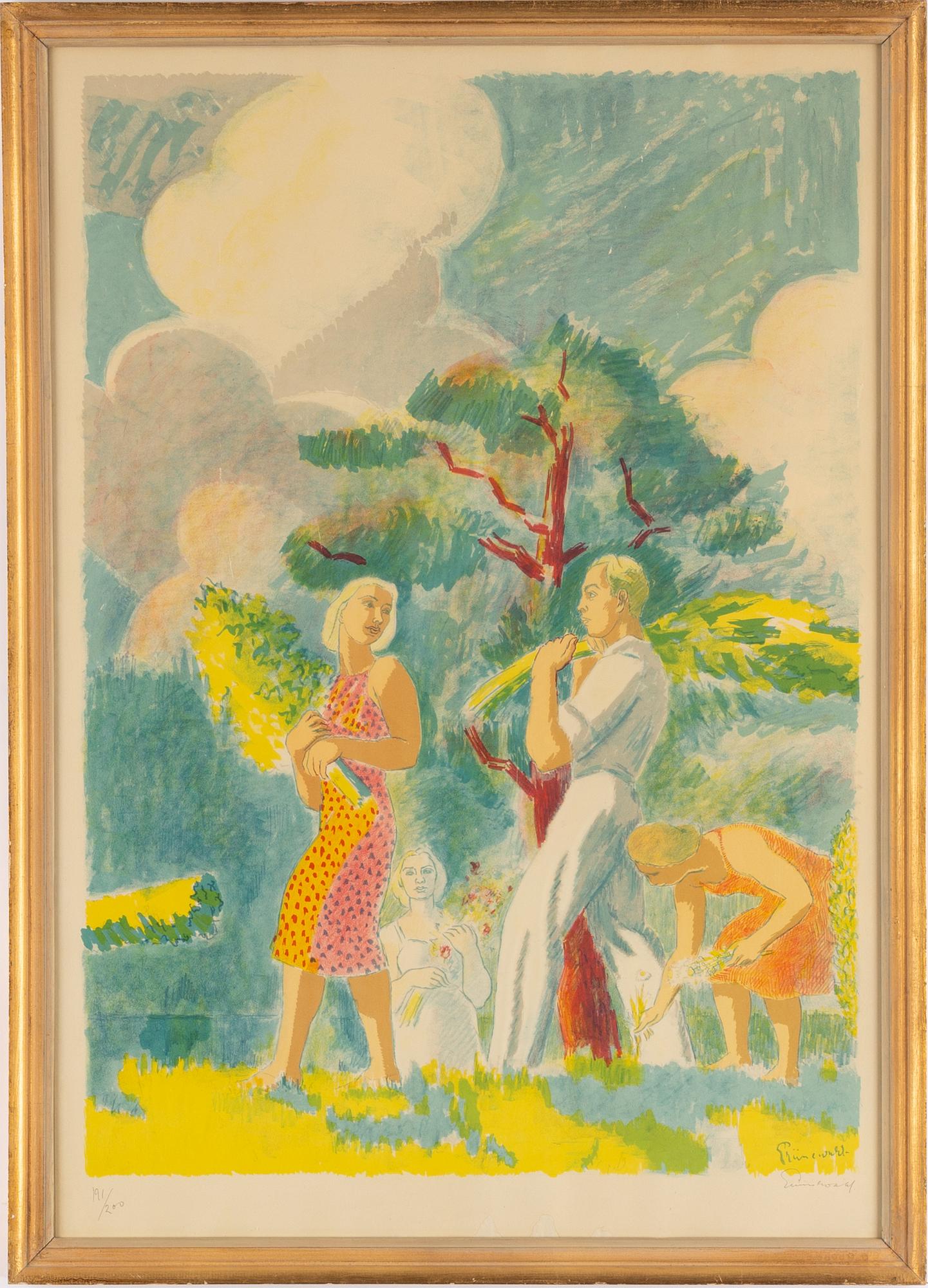 Isaac Grünewald, lithograph in colours, signed 191/200.