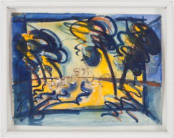 Måns Heidvall · MÅNS HEIDVALL, akvarell, "Cykel storm", signerad.