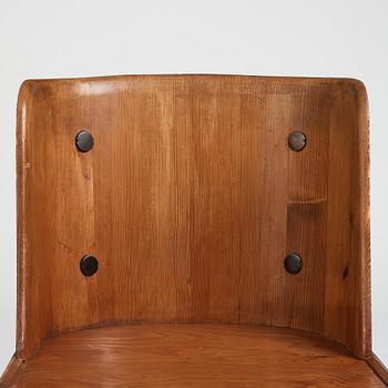 Axel Einar Hjorth, a stained pine low back "Lovö" chair, Nordiska Kompaniet, Sweden 1930's.