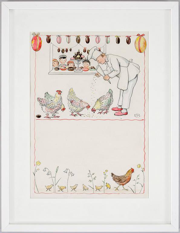 Elsa Beskow, "Bagare och höns" (The baker and hens).