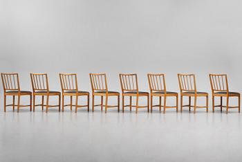 Josef Frank, a set of eight mahogany chairs model B 800, Firma Svenskt Tenn, mid 20th century.