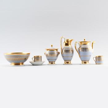 KAFFESERVIS, 14 delar, porslin, empire, 1800-talets första hälft.