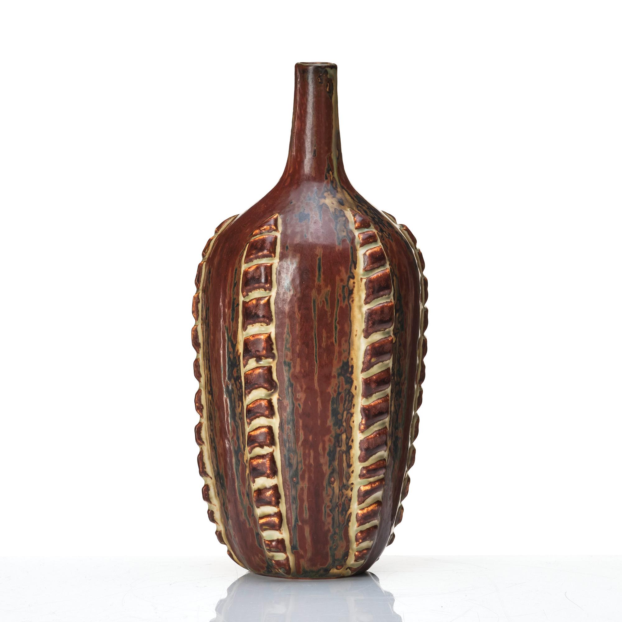 Axel Salto, a stoneware 'sung' glazed stoneware vase, Royal Copenhagen, Danmark 1985-89, model 21491.