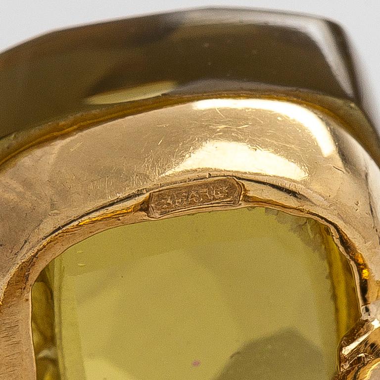 Örhängen, 18K guld med limekvarts/peridot, Italien.