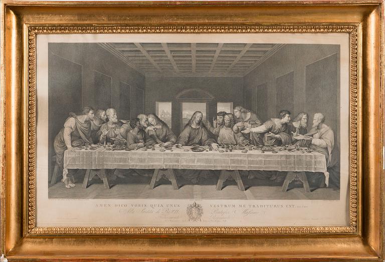 FRANCESCO RAINALDI, kopparstick, efter Leonardo da Vincis "Nattvarden".