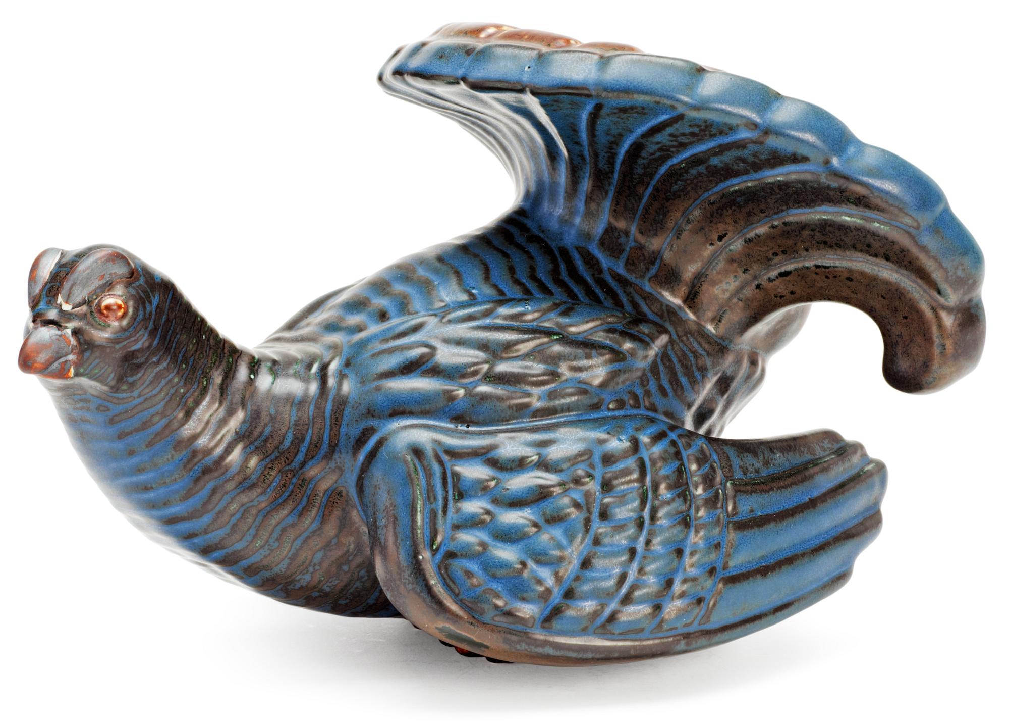 A Gunnar Nylund stoneware figure of a grouse, Rörstrand.