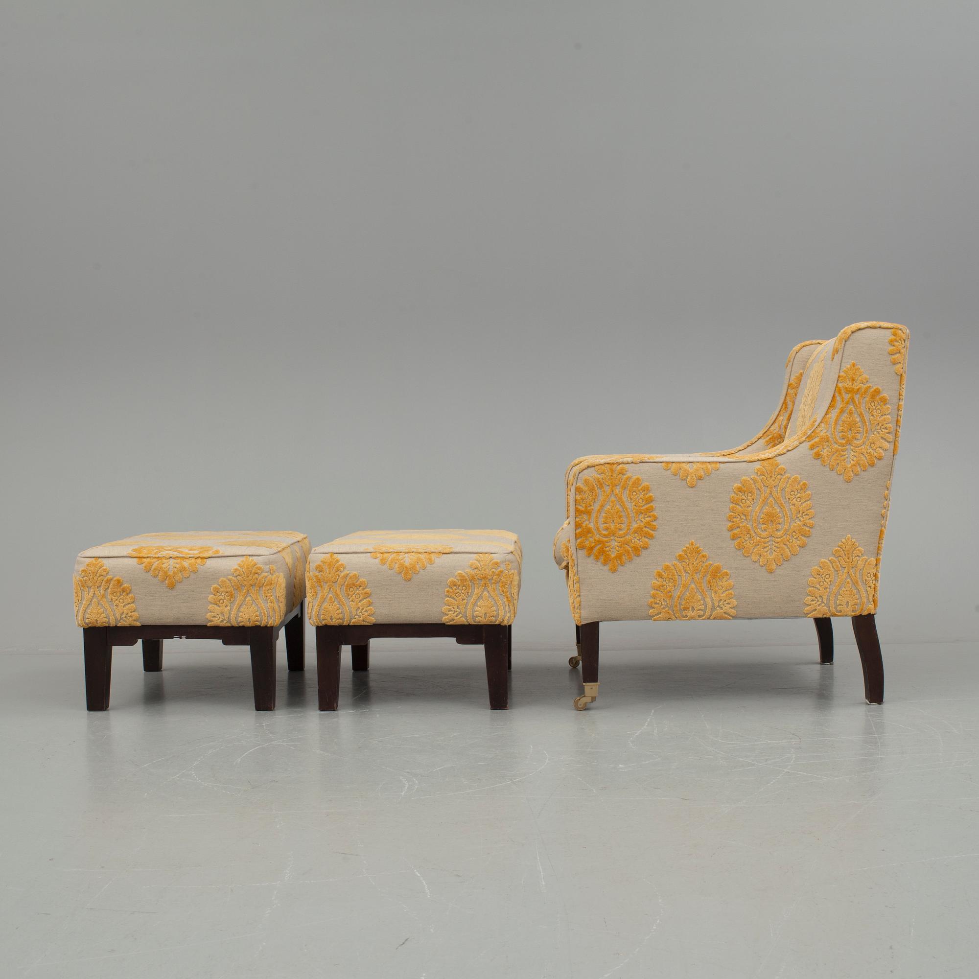 FÅTÖLJ OCH FOTPALLAR ETT PAR, KA-International, Italien, 2000-tal.