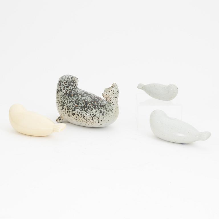 Lisa Larson, a set of four stoneware figurines, Gustavsberg.