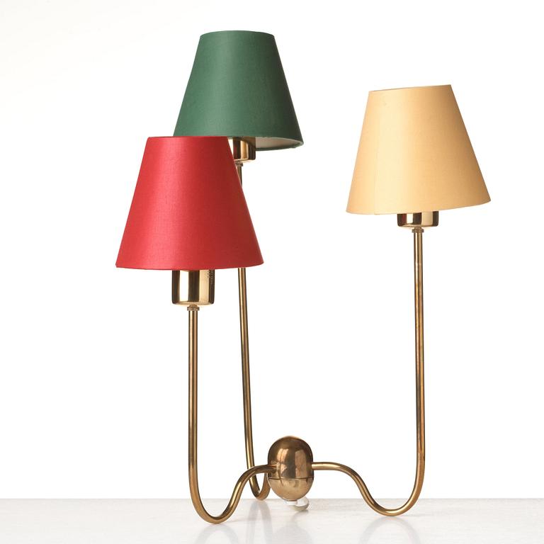 Josef Frank, a brass three light table lamp, Svenskt Tenn, Sweden, model G 2468.