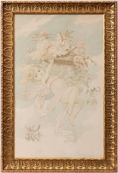 Putti holding a crown.