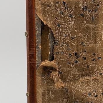 A Japanese embroidered four fold screen, 20th Century.