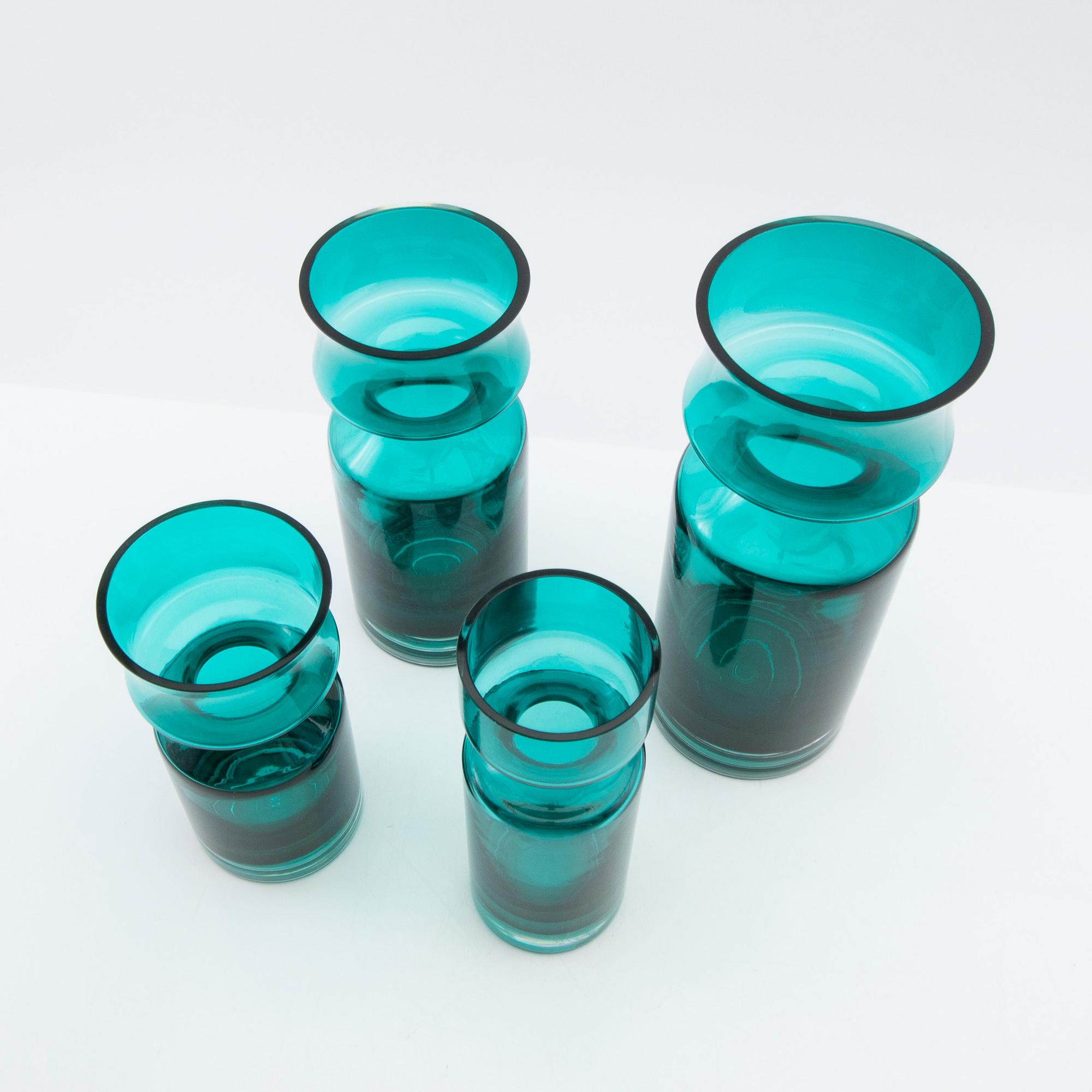 Tamara Aladin, vaser, 4 st, glas, Riihimäen Lasi, 1960/70-tal.