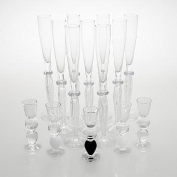 Brita Flander, A set of fourteen footed glasses for Marimekko, JL-Lasi, Riihimäki 1990s-2000s.