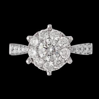 1386. A brilliant cut diamond ring, tot .app. 1.20 cts.