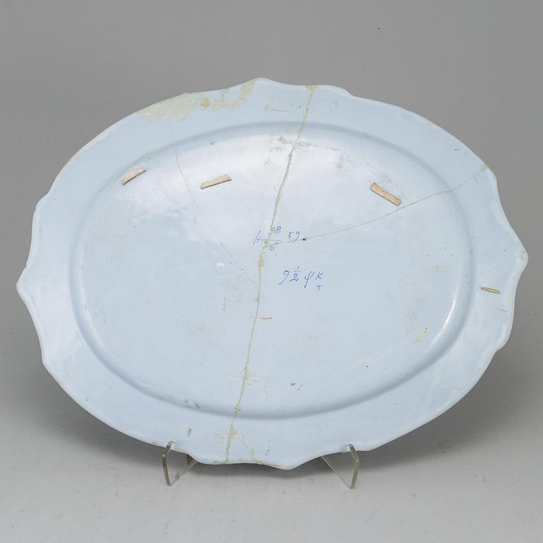 A Swedish Rörstrand faience dish, 18th Century.