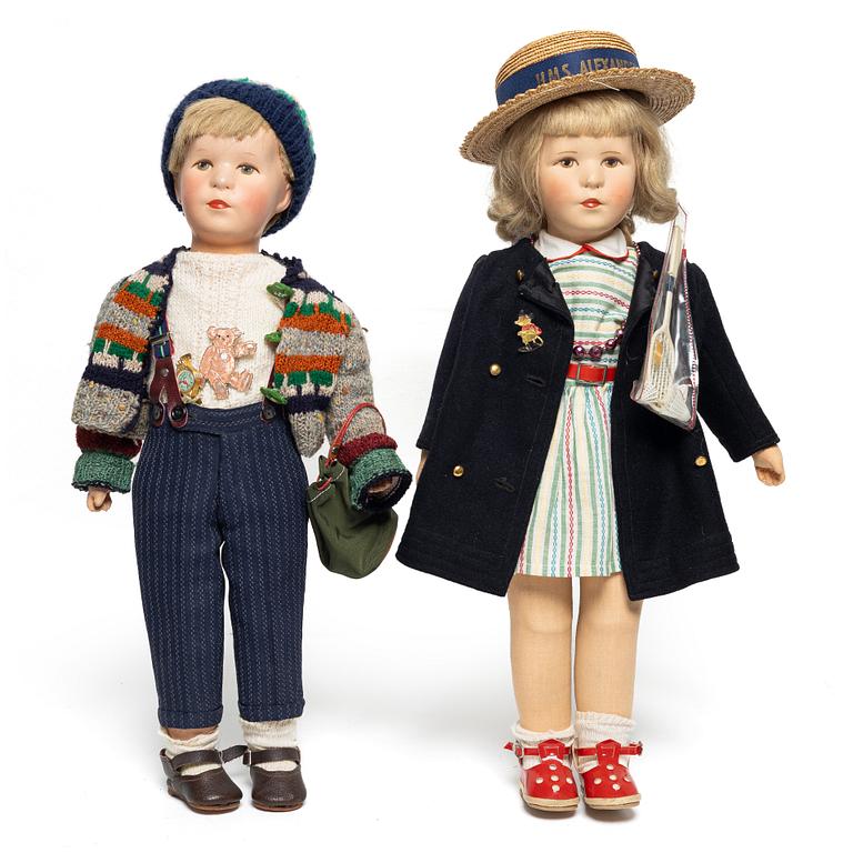 Dolls, two pieces, Käthe Kruse-like, likely Germany, 1930s/40s.