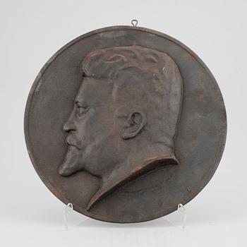 VÄGGPLAKETT, okänd, gjutjärn, 1900-tal.