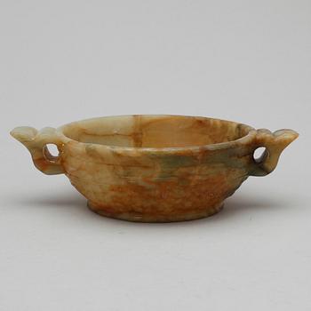 PENSELBAD samt SKÅL, nefrit, Kina, 1900-tal.