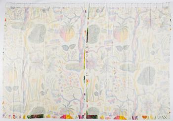 Josef Frank, a pair of linen curtains, 'Hawaii', Svenskt Tenn, Sweden.