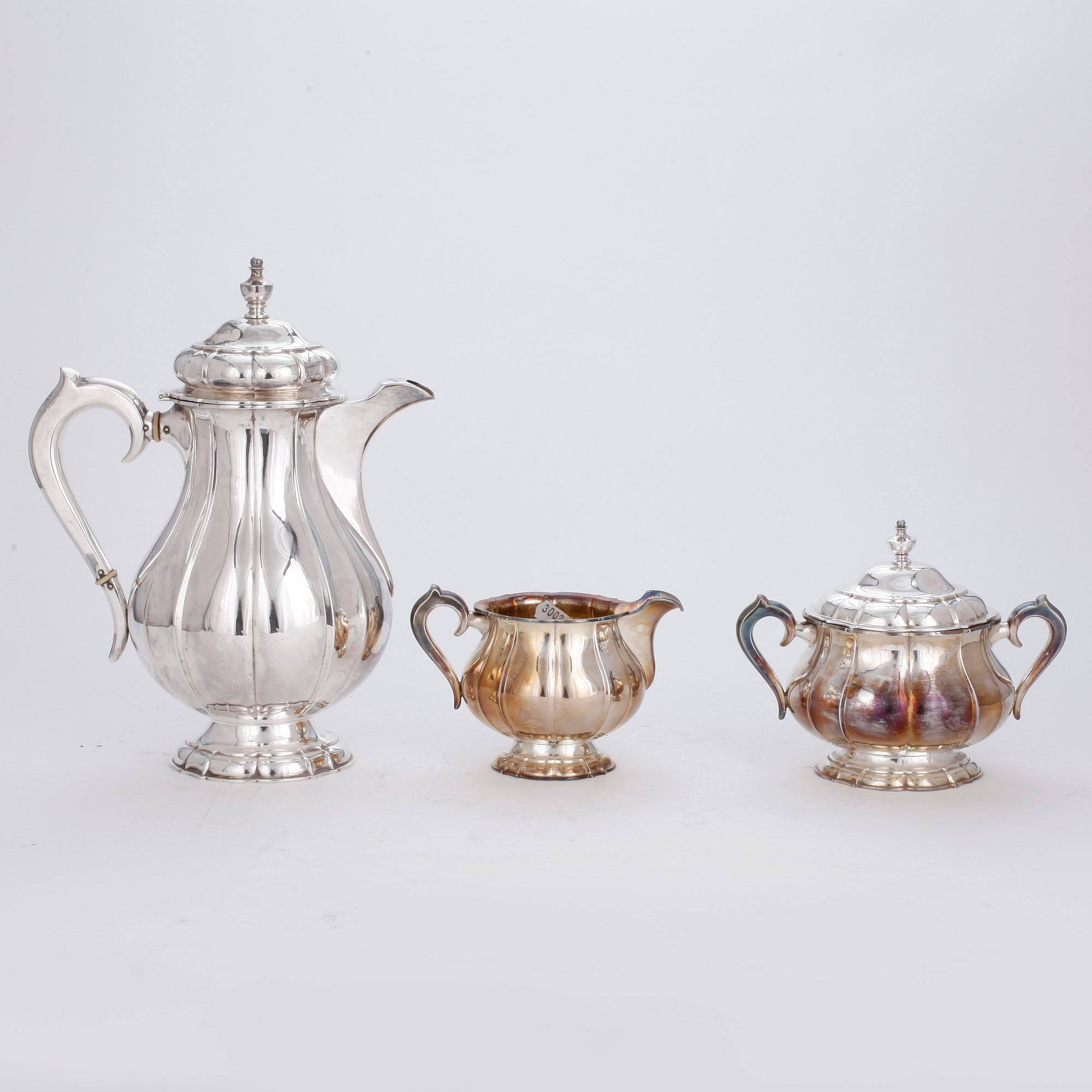 KAFFESERVIS, silver, 3 delar,  NLD & Co, 1932, vikt 1463 gram.