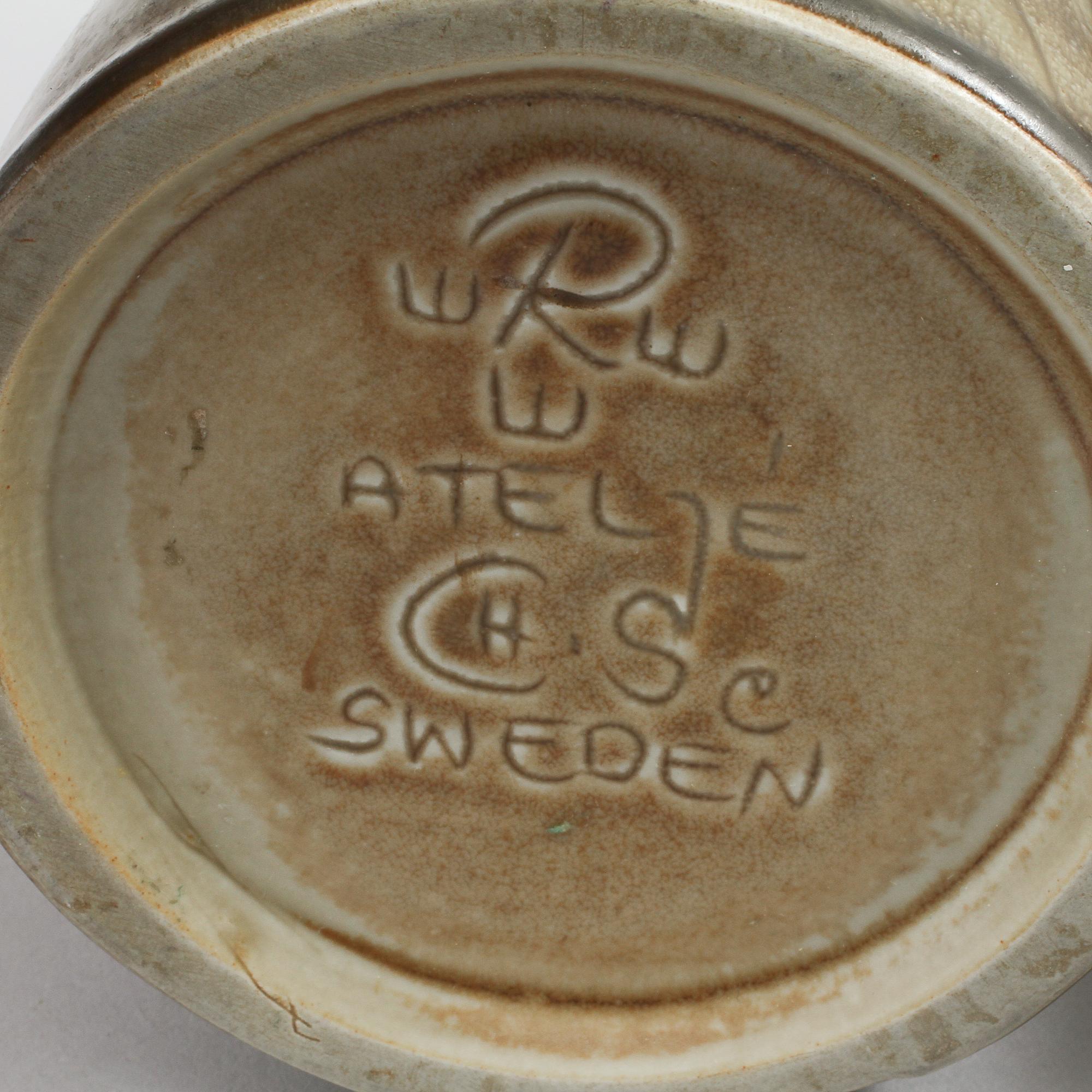 VASER, 3 st, samt SKÅL, stengods, Carl Harry Stålhane, Rörstrand Ateljé, 1900-talets andra hälft.