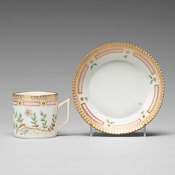 336. A set of eight Royal Copenhagen 'Flora Danica' coffee cups with saucers, Denmark, 20th Century.