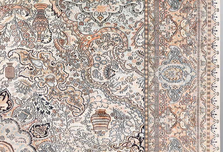 A silk carpet, Kashmir, approx. 377 x 269 cm.