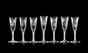 1781. A set of seven ale glasses, England, 18th Century.