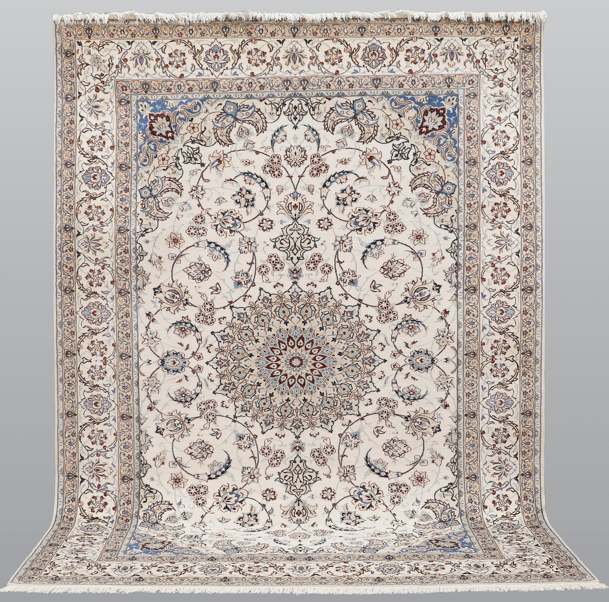 A carpet, Nain part silk so called 9 LAA, ca 368 x 259 cm.