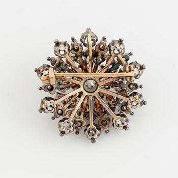 Silver and old cut diamond brooch, around 1900's.