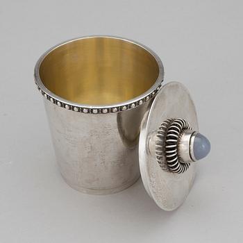 A lidded sterling silver jar by Chr Nygård & Son Linköping 1956. Total weight ca 470 gram.