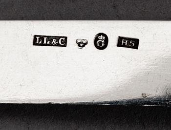 FRUKTKNIVAR, 11 st, silver, Lars Larsson, Göteborg. 1862 och 1863. Tot. vikt ca 280g.