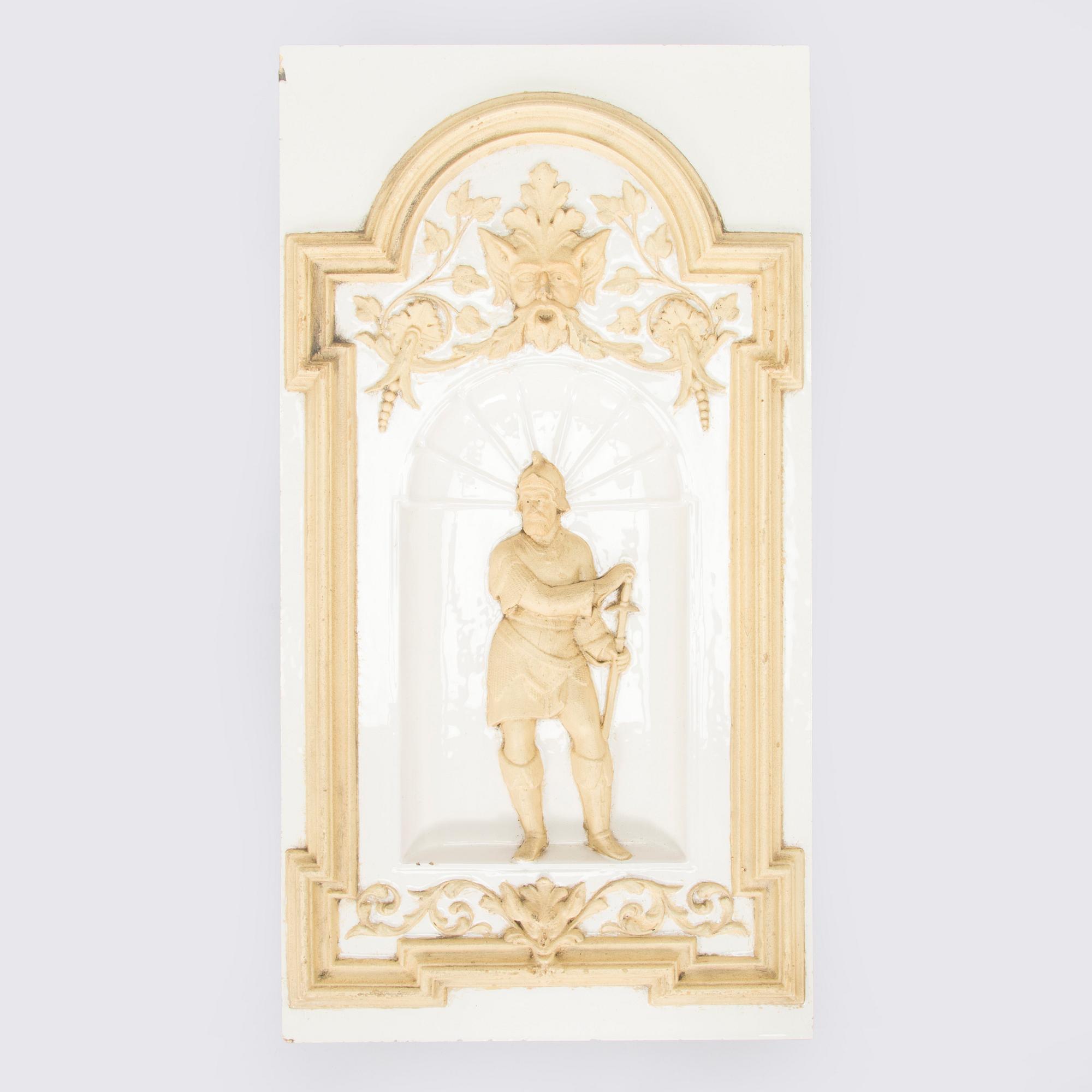 Reliefi / koriste-elementti kakluuniin Wilhelm Andstén, Helsinki, 1800-luvun loppu.