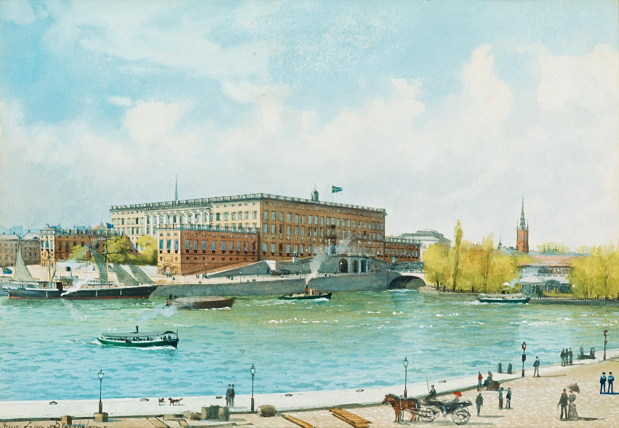 Anna Palm de Rosa, Vy över Stockholms slott från Blasieholmen.