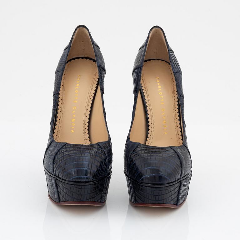 Charlotte Olympia, a pair of reptile leather pumps, size 37.
