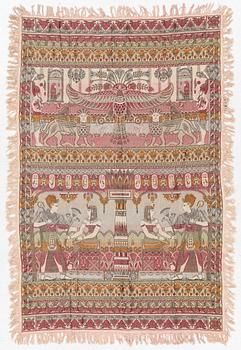 Väggbonad, Egyptisk stil, jaquardvävd omkring 1900, ca 185 x 120 cm.